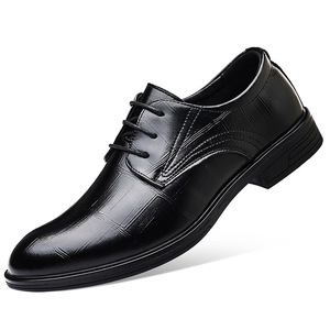 Men's Korean Style <b>Pointed</b> <b>Toe</b> Leather Dress Shoes Low Heel Height Increasing Wedding Business Formal Casual Oxfords - Product Image 4
