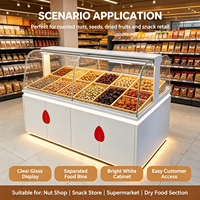 Vitrine en verre incurvé pour magasin de noix grillées, comptoir de vente en gros pour noix et fruits secs, fourniture directe usine sur mesure