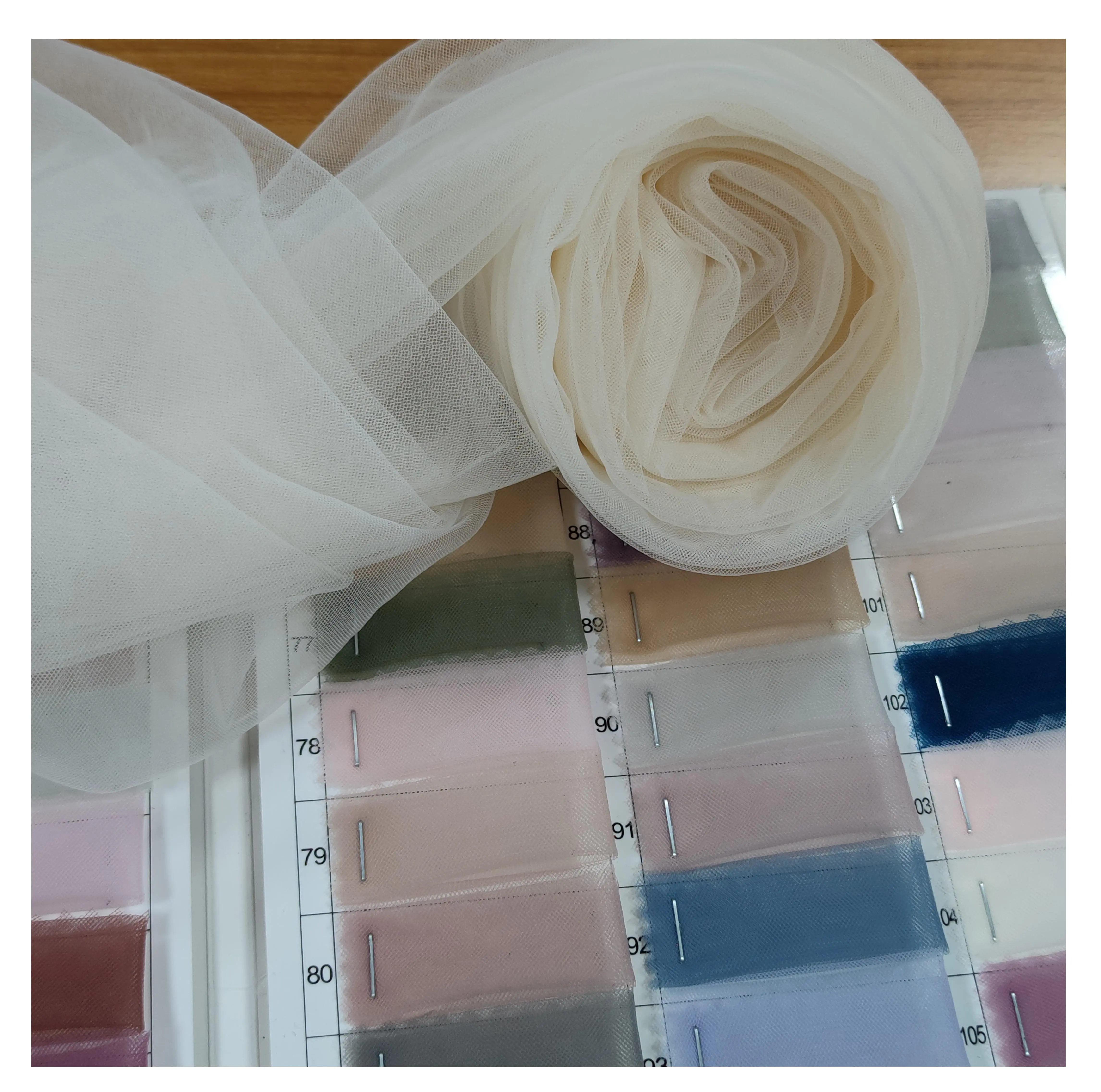 Stock di alta qualità multi-colorato poliestere nylon abiti da sposa con glitter tessuto tulle