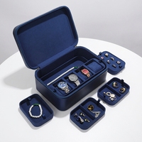 WEIMEI logo personnalisé bleu 7 compartiments boîte de rangement de bijoux avec motif de diamant de glace pour montre bague collier bracelet stockage