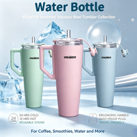 Bouteille d'eau isotherme Eastman en acier inoxydable avec couvercle monobloc, poignée intégrée, anti-fuite et design sans angles vifs