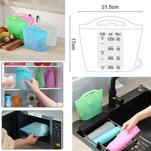 Custom Logo Eco-Friendly Reusable Food Pouches Ziplock Leakproof Bpa Free Silicone Food <b>Storage</b> <b>Bags</b> for Packing Food - Product Image 2
