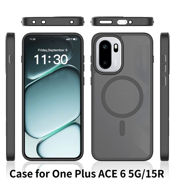 Luxury Translucent Mobile Phone Case with Magnetic Ring Skin Feeling for OnePlus Ace 6 5G / 15R Case Custom Phone Cover