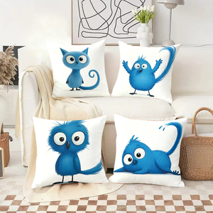 Gối ôm hình chim và mèo hoạt hình màu xanh dương trang trí lễ hội - Product Image 2