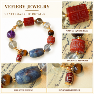 Natural Agate Mixed <b>Crystal</b> Colorful Beaded Stretch <b>Bracelet</b> with Gold Tone Details <b>for</b> <b>Women</b> Custom Jewelry Wholesale - Product Image 3