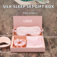 Ensemble de sommeil décontracté quatre saisons en satin de soie de luxe avec logo personnalisé Xinyao, masque pour les yeux confortable et doux, taie d'oreiller, chouchou bloquant la lumière