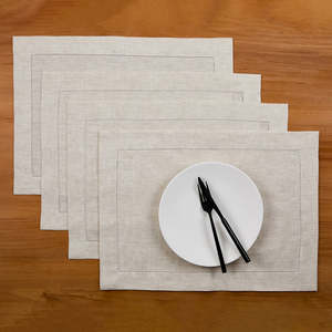 Linen Hemstitch <b>Placemats</b> with Clean Woven Finish for Commercial Events and Banquet Halls - Product Image 1