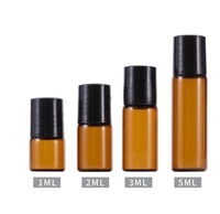 Botol minyak esensial dengan bola rol, rol parfum kaca Amber bening TES 1ml 2ml 3ml 5ml 10 Ml Mini 1ml