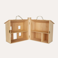 Maison de poupée miniature inachevée en bois 1:12 bricolage Portable miniature Holdie kit de maison mini maison de transport