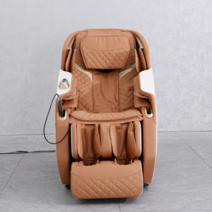 Ergonomischer Weiß-Brauner 4D SL-Track Massagesessel mit Schwerelosigkeits-Position für Büro-Stressabbau - Product Image 1