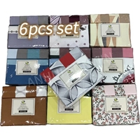 Parure de Lit King Size 6 Pièces en Microfibre 100% Haute Qualité de Chine, Draps et Taies d'Oreiller Effet Coton, Taille Queen, pour la Vente