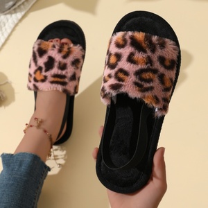 Happyslides Custom Logo Indoor Use Fluffy Fur Flat Slides Sandals for Women Light Weight Warm Slippers for Autumn Winter - Product Image 2
