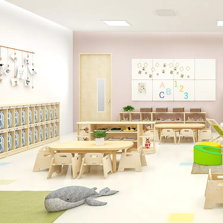 Anaokulu sınıf tasarımı ve destek tesisleri yüksek kaliteli çocuk öğrenme masaları ve sandalyeler sağlar