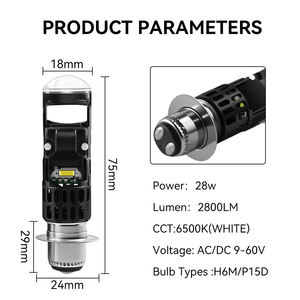 Mini phare Plug and Play 28W H4 LED avec lentille de projecteur, ampoules de phare, feux antibrouillard 12V, adaptation universelle pour voiture - Product Image 2