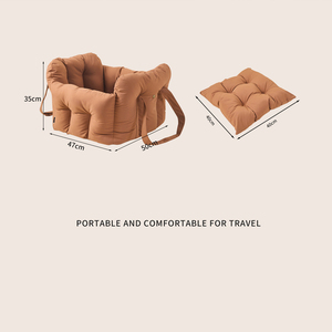 Siège de <span class=keywords><strong>voiture</strong></span> pour animaux de compagnie en lin de luxe en gros, housse amovible et lavable, siège surélevé portable pour chien et chat, sac de sécurité pour les voyages en plein air - Product Image 5