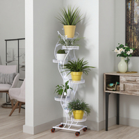 Kit d'étagères pour plantes en métal pour intérieur, étagères à fleurs d'angle avec roulettes, support pour pots de fenêtre, jardin, patio, plantes, salle de cuisine design