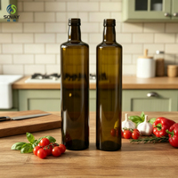 Bouteille vide en verre ambré transparent pour huile d'olive 750ml 1000ml, récipient en verre brun à col fileté pour huile d'olive, condiment liquide