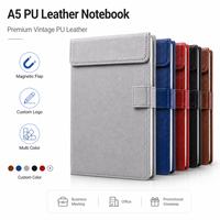 Carnet A5 en cuir PU avec logo personnalisé et fermeture magnétique, journal d'affaires vintage haut de gamme, cadeau promotionnel, vente en gros