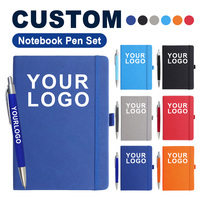 Ensemble de carnet de notes A5 avec logo personnalisé, sangle élastique, stylo, carnet de notes imprimé avec logo, carnet en cuir PU