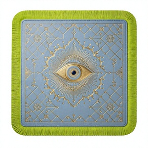 Luxuriöse Leder-Mahjong-Matte mit Quastenrand Mystisches Böses Auge Spieltischmatte Rutschfeste Spieloberfläche - Product Image 3