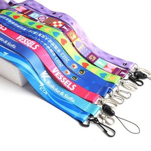 Lanière promotionnelle personnalisée en polyester imprimé avec logo sur mesure, plusieurs clips métalliques disponibles, cadeaux publicitaires - Product Image 2