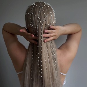 Diadema de Perlas Barrocas con Borlas, Chapada en Oro, con Engaste de Cobre, Lujosa, Estilo Princesa Francesa, Elegante, para Novia, Accesorio para el Cabello de Boda - Product Image 1