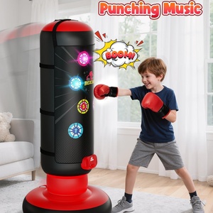 Ensemble de boxe pour enfants, sac de frappe, musique légère avec points, 4 modes de jeu, gants gonflables, cadeau d'anniversaire pour garçons de 4 à 12 ans - Product Image 6