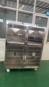Jaula de Acero Inoxidable de 4 Compartimentos para Perros - Jaula con Ruedas y Cerradura para Hospital Veterinario, Hospedaje y Refugio - Product Image 3