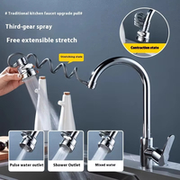 Keran dapur Aerator, keran dapur Model ganda Mode Universal, konektor keran ekstensi pegas, keran dapur Putar keluar