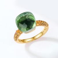 Nouveauté, vente chaude, bagues de haute joaillerie, pierre naturelle incrustée, pierres précieuses multicolores, plaqué or, argent S925, bague en diamant