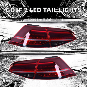 Feux arrière LED rouges en ABS avec lentille transparente, feux <span class=keywords><strong>stop</strong></span> et clignotants pour VW <span class=keywords><strong>Golf</strong></span> <span class=keywords><strong>7</strong></span> 2013-2020, nouvelle version améliorée, 12V, 8000 lumens, 6000K - Product Image 3