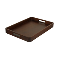Plateau rectangulaire décoratif en bois massif fait main sur mesure, brun foncé, brun clair, plateau de service