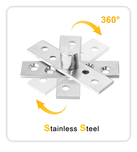 Bisagra pivotante de acero inoxidable con ejes desplazados centralmente que gira 360 grados para puertas de cocina, oculta el eje superior en puertas de madera, diseño moderno - Product Image 3