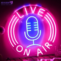 Insegna LED al Neon Luminosa, Luce Iconica a Forma di Microfono per Studio di Registrazione, Decorazione per Sala Podcast, Karaoke, Man Cave, Sala Giochi e Arredamento Casa