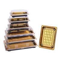 KARYO Série rectangulaire-Boîte à sushi rectangulaire dorée pour aliments Sushi Emballage en plastique Conteneur à emporter