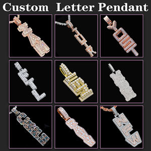 ヒップホップ モアサナイト ペンダント VVS バゲットカット 925シルバー 縦型 アイスアウト ネームレター カスタム モアサナイト ペンダント ダイヤモンドテスター合格 - Product Image 3