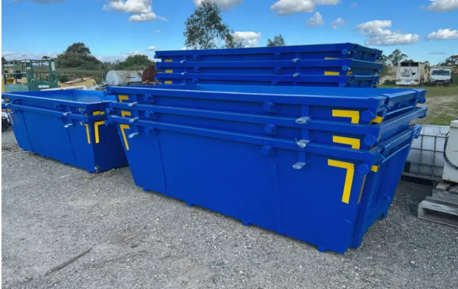 Nhà sản xuất phía trước Lift bin kim loại bỏ qua bin xử lý container tái chế lồng dumpster container