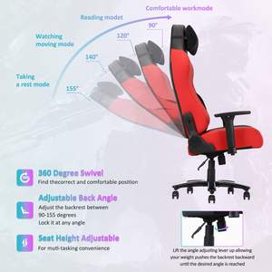 Silla reclinable ergonómica de piel sintética giratoria para PC, sillas de juego de carreras de espuma viscoelástica, cómodas sillas para videojuegos - Product Image 5