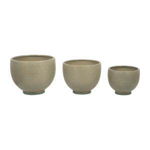 Vasi moderni in gres ceramico rotondi per piante da interno ed esterno, set di tre dimensioni - Product Image 3