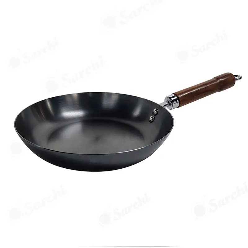 स्वस्थ सुरक्षित Cookware कार्बन स्टील पैन 10 इंच कड़ाही आमलेट पैन खाना पकाने ख़त्म पैन