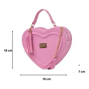 Bolso de Mano de Lujo para Mujer Fana, Color Rosa, Forma de Corazón, Pequeña Capacidad, Correa Única, Cierre Abierto, Cuero Vegano de Microfibra, Uso Diario - Product Image 1