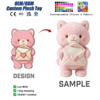 Sac enveloppe personnalisé en peluche mignon, jouets chat rose, cadeau Kawaii pour la Saint-Valentin, vente en gros de jouets en peluche personnalisés