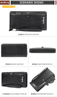 Baellerry dompet ponsel pria, kfold minimalis kulit coklat anti Maling rfid lipat dua panjang