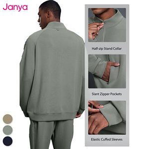 Sweat-shirts à manches régulières pour hommes Janya avec logo personnalisé, respirants, décontractés, sportifs, demi-zip, essentiels pour hommes - Product Image 3