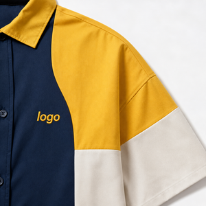 Custom Oversized Bowling <b>Shirt</b> Boxy Drop Shoulder Color Block Streetwear <b>Y2K</b> Style Custom Logo Embroidered Polo OEM Factory - Product Image 2