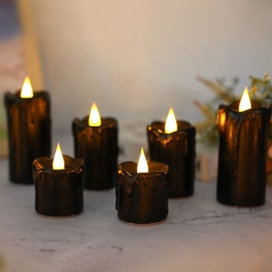 Ensemble de 6 <span class=keywords><strong>bougies</strong></span> <span class=keywords><strong>LED</strong></span> sans flamme à piles ou rechargeables par USB, effet de cire qui coule et de flamme vacillante - Product Image 2