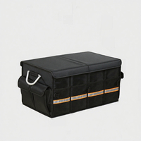Grande boîte de rangement pliable pour coffre de voiture, en polyester imperméable de luxe, avec couvercle rigide, poignée en alliage d'aluminium et bande réfléchissante