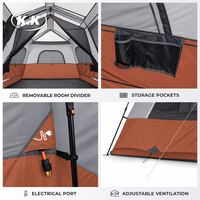 Tente de camping familiale instantanée Kawagebo Kamp (KK) OEM pour 9 personnes, multi-pièces, avec auvent de protection contre la pluie