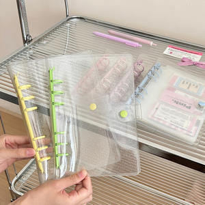 <span class=keywords><strong>Classeur</strong></span> à 6 anneaux en PVC A6 transparent à paillettes de grande taille, couverture <span class=keywords><strong>souple</strong></span>, à feuilles mobiles avec clips en métal colorés, enveloppes pour billets de caisse de taille A5 - Product Image 5