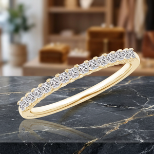 Bague de Fiançailles et de Mariage Demi-Éternité Luxe en Diamant de Laboratoire Taille Princesse Or 10K 14K 18K Argent 925 935 - Product Image 1